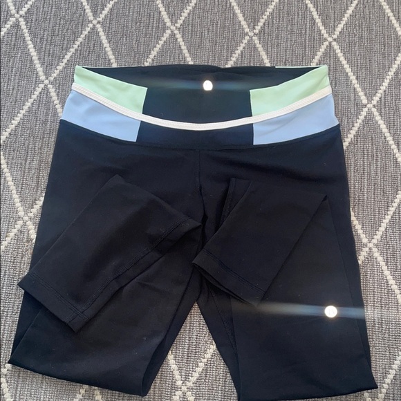 lululemon athletica Black Leggings with Mint and Gray Accents - Picture 2 of 5